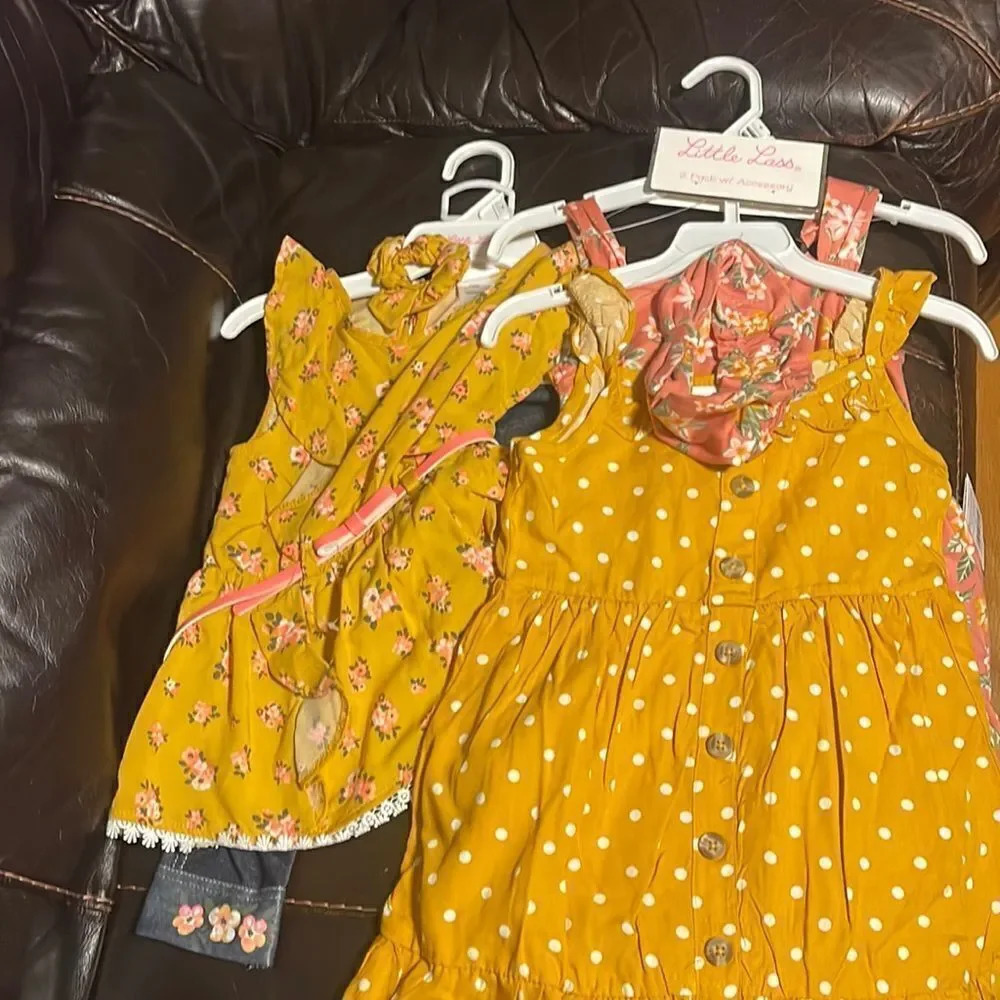 Little lass outfit and dresses with Flowers and Polka Dots size 4